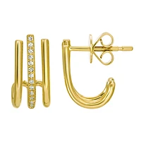 Triple Line Half Huggie Earrings
