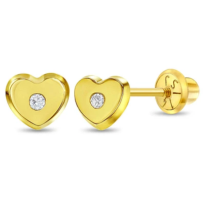 Golden Heart Stone Kids Earrings