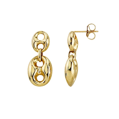 Double Dangle Puff Mariner 14K Earrings