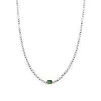 Round Bezel Green Emerald Tennis Necklace