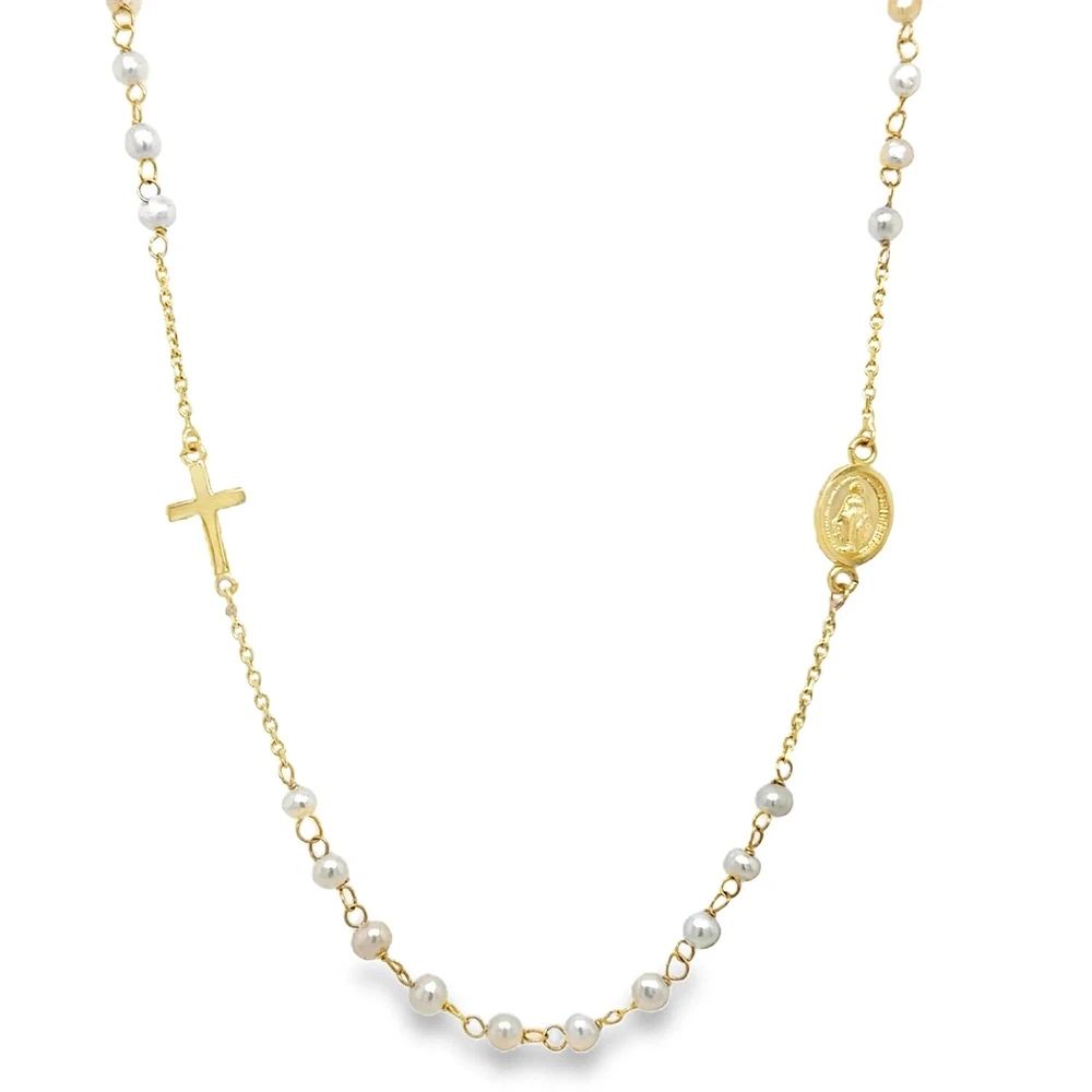 Pearl Angelito Cross Necklace