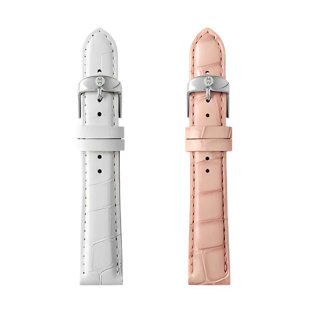 18MM Pink and White Leather Strap Set of Two