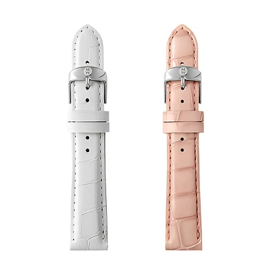 18MM Pink and White Leather Strap Set of Two