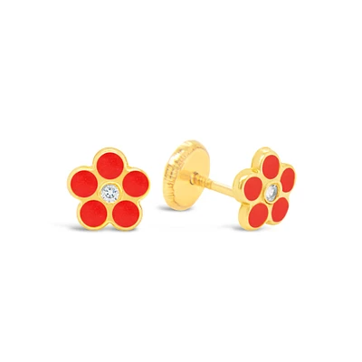 Flower CZ Stud Earrings