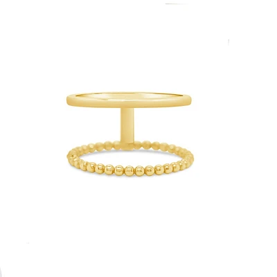Double Line Polished/Beaded Ring
