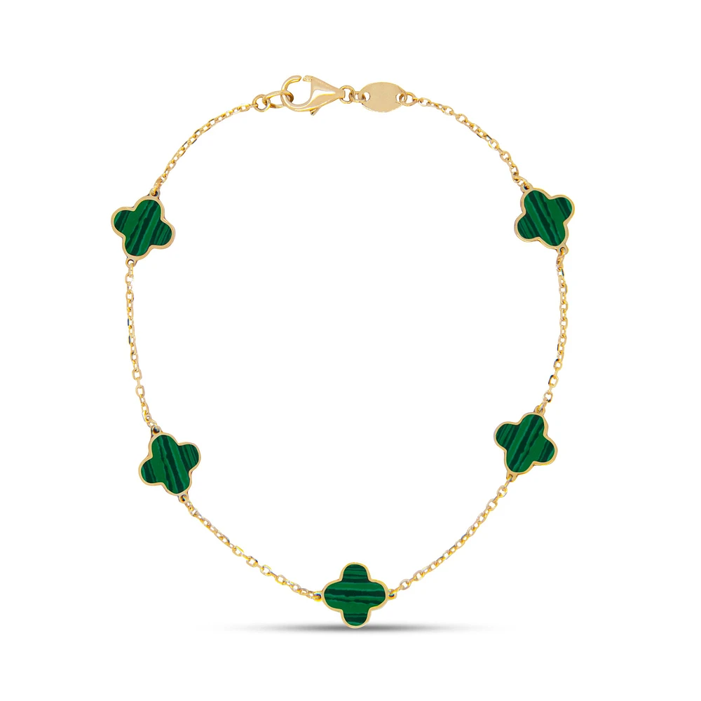 Clover Inlay Green Malachite Bracelet