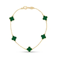 Clover Inlay Green Malachite Bracelet