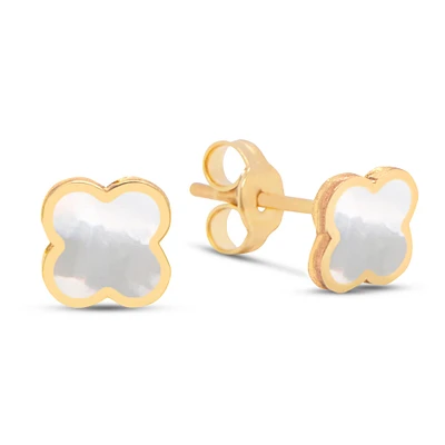 Clover Inlay Mother Pearl Stud Earrings