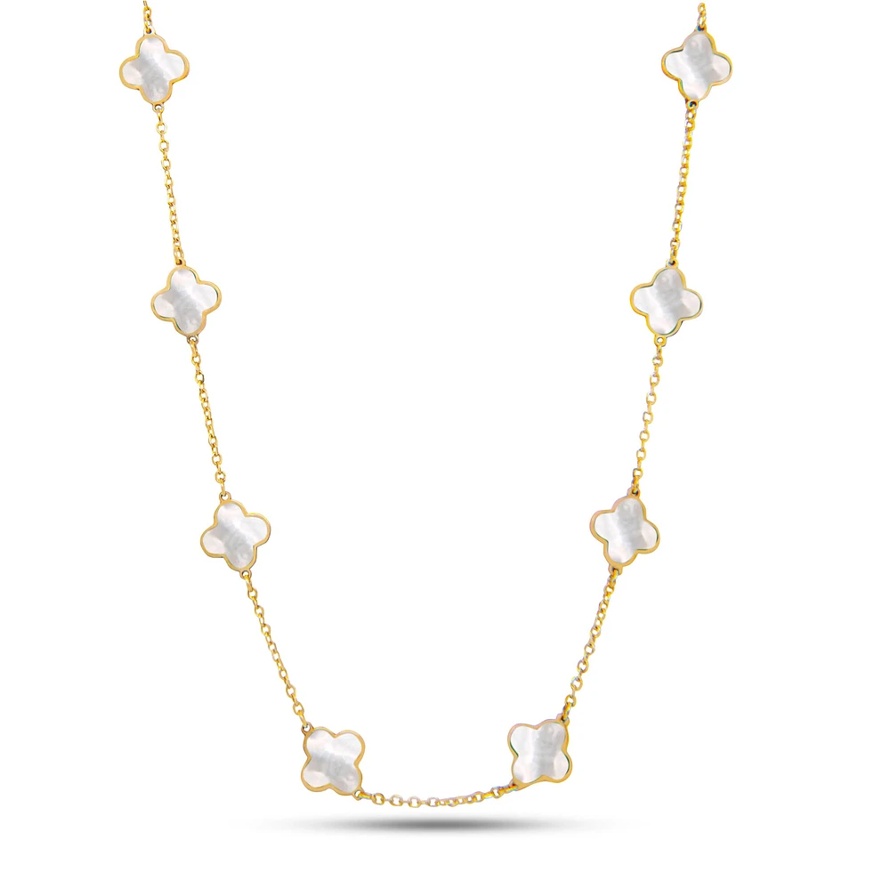 Clover Inlay Mother Pearl Necklace