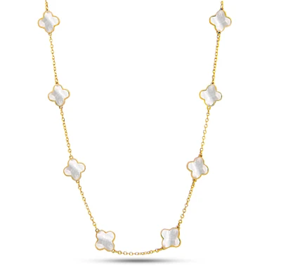 Clover Inlay Mother Pearl Necklace