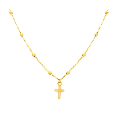 Beaded Chain Cross Necklace