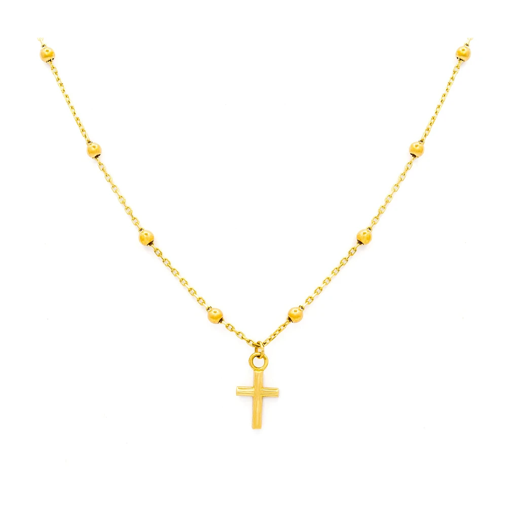 Beaded Chain Cross Necklace