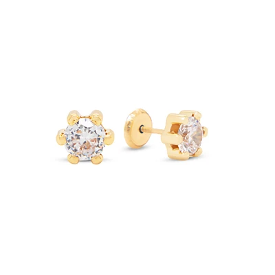 Six Prong Zirconia 3MM Clear Stud Earrings