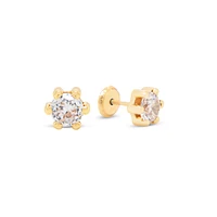 Six Prong Zirconia 3MM Clear Stud Earrings