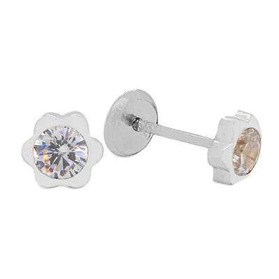 Flower 4MM Zirconia Stud Earrings