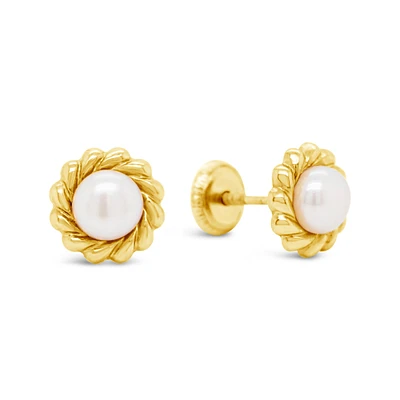 Braided 5MM Pearl Stud Earrings