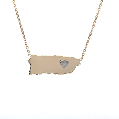 Puerto Rico Island Heart 23MM Necklace