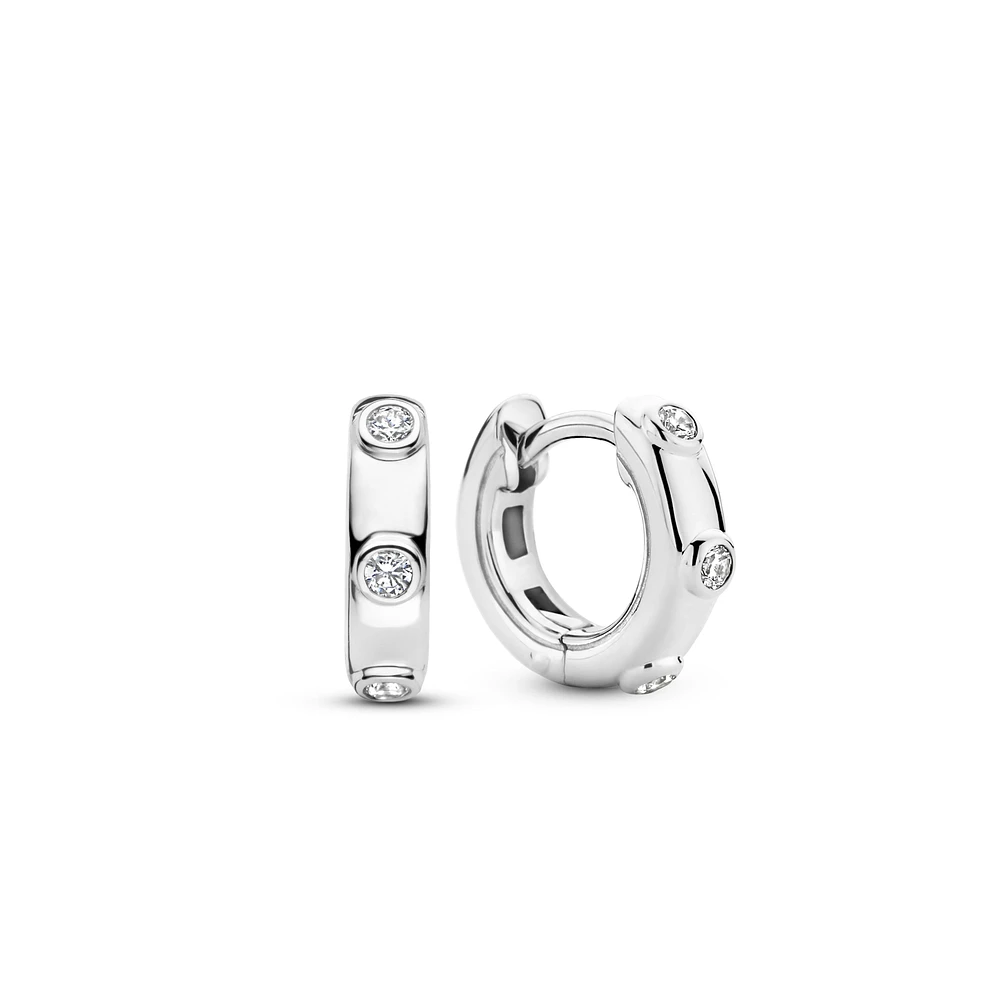 Spots Silver Huggie Earrings