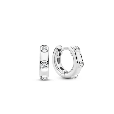 Spots Silver Huggie Earrings