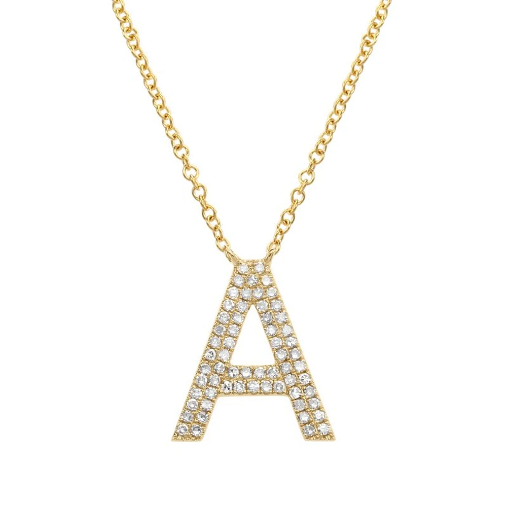 12MM Double Row Diamond Initial Necklace