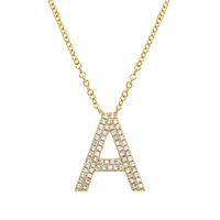 12MM Double Row Diamond Initial Necklace