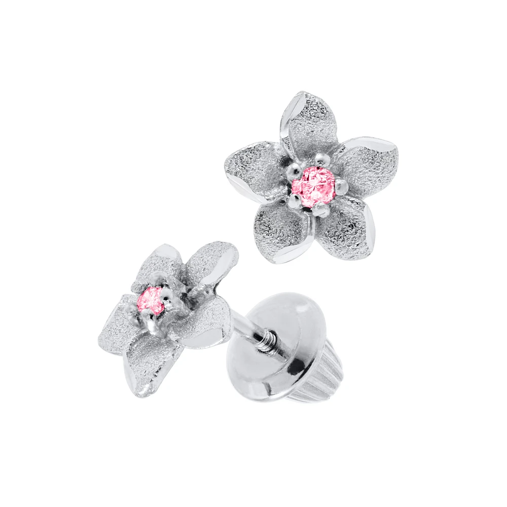 Pink Flower Stud Earrings