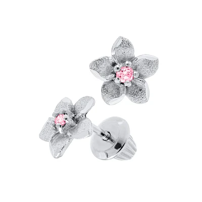 Pink Flower Stud Earrings