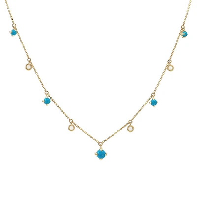 Turquoise and Diamond Dangles Necklace