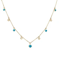 Turquoise and Diamond Dangles Necklace