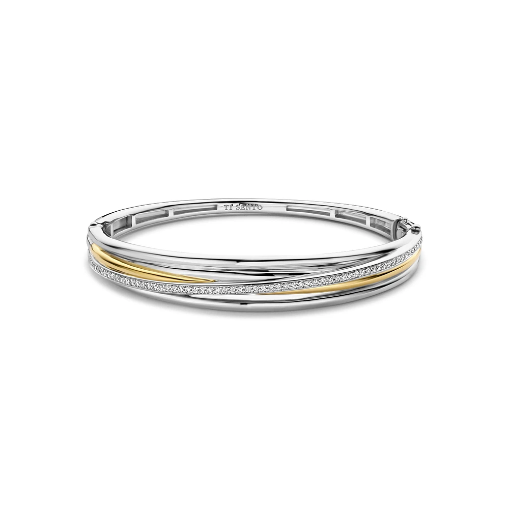 Entwined Two Tone Bangle Bracelet