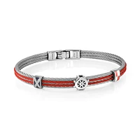 Red Cable Steel Ship Wheel Bracelet