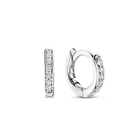 Basic 10MM Silver Sparkle Huggie Earrings