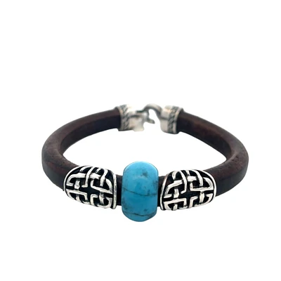 Brown Leather Turquoise Bracelet