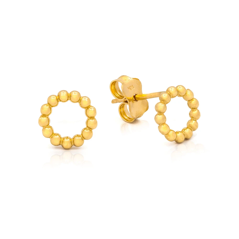 Open Beaded Circle Stud Earrings