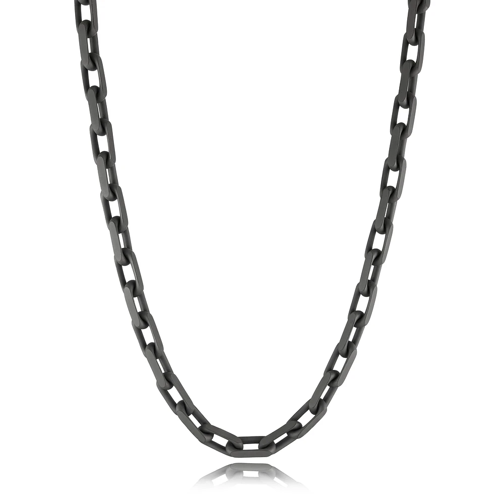 Sanblasted Black 7MM Oval Link Chain