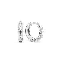 Box Chain 14MM Silver Huggie Earrings