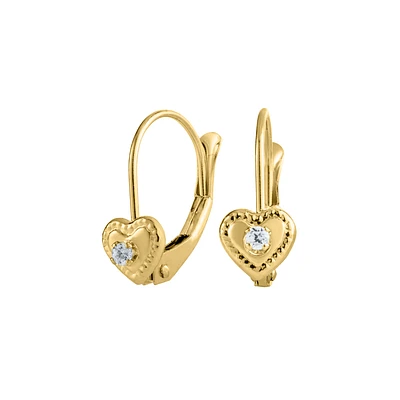 Hearts and Zirconia Leverback Kids Earrings