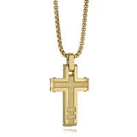 Golden Cross Steel Brushed Necklace