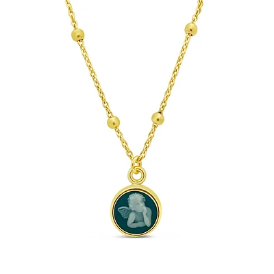 Blue Agate Angel Necklace