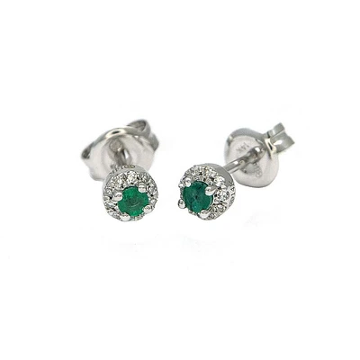Emerald Halo Stud Earrings