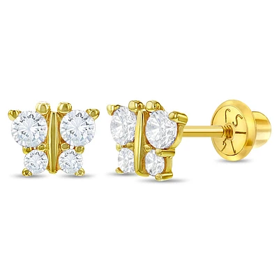 Kids Tiny Butterfly CZ Stud Earrings