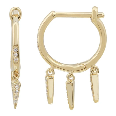 10899DWE4YXA1 |KURY SB| 14K Yellow Gold Huggie Earrings with dagger dangles and .07ct Diamonds