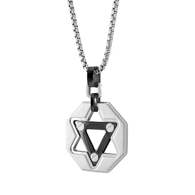 Black Steel Star of David Necklace