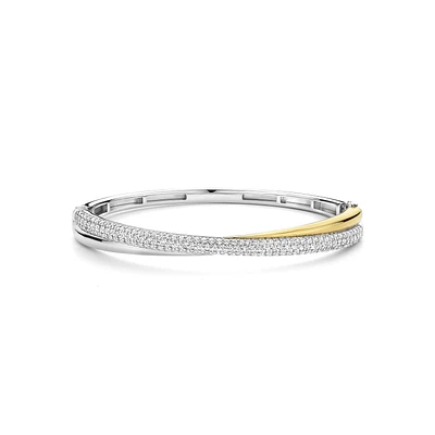 Crossover Two Tone Bangle Bracelet