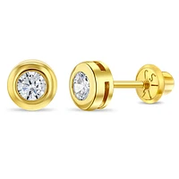 Bezel Zirconia Kids Stud Earrings