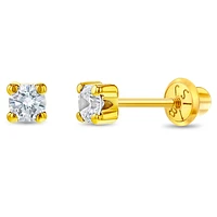 18K Gold 3MM Zirconia Kids Earrings