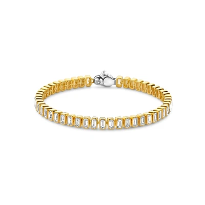 Bezel Set Emerald Golden Tennis Bracelet