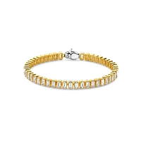 Bezel Set Emerald Golden Tennis Bracelet