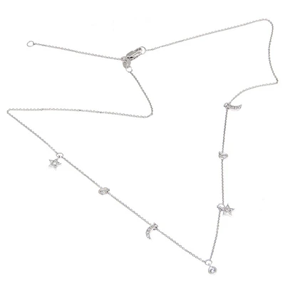 Moon and Stars Dangle Diamonds Necklace