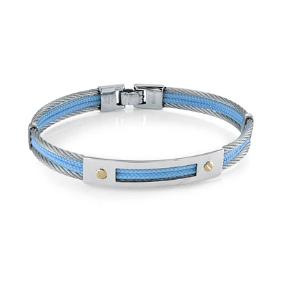 Baby Blue Cord Cable Steel Bracelet